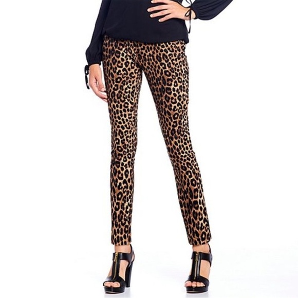 Verve Blues Women's Cheetah Animal Print Straight Leg Ankle Pants Size‎ 14 - Picture 1 of 6